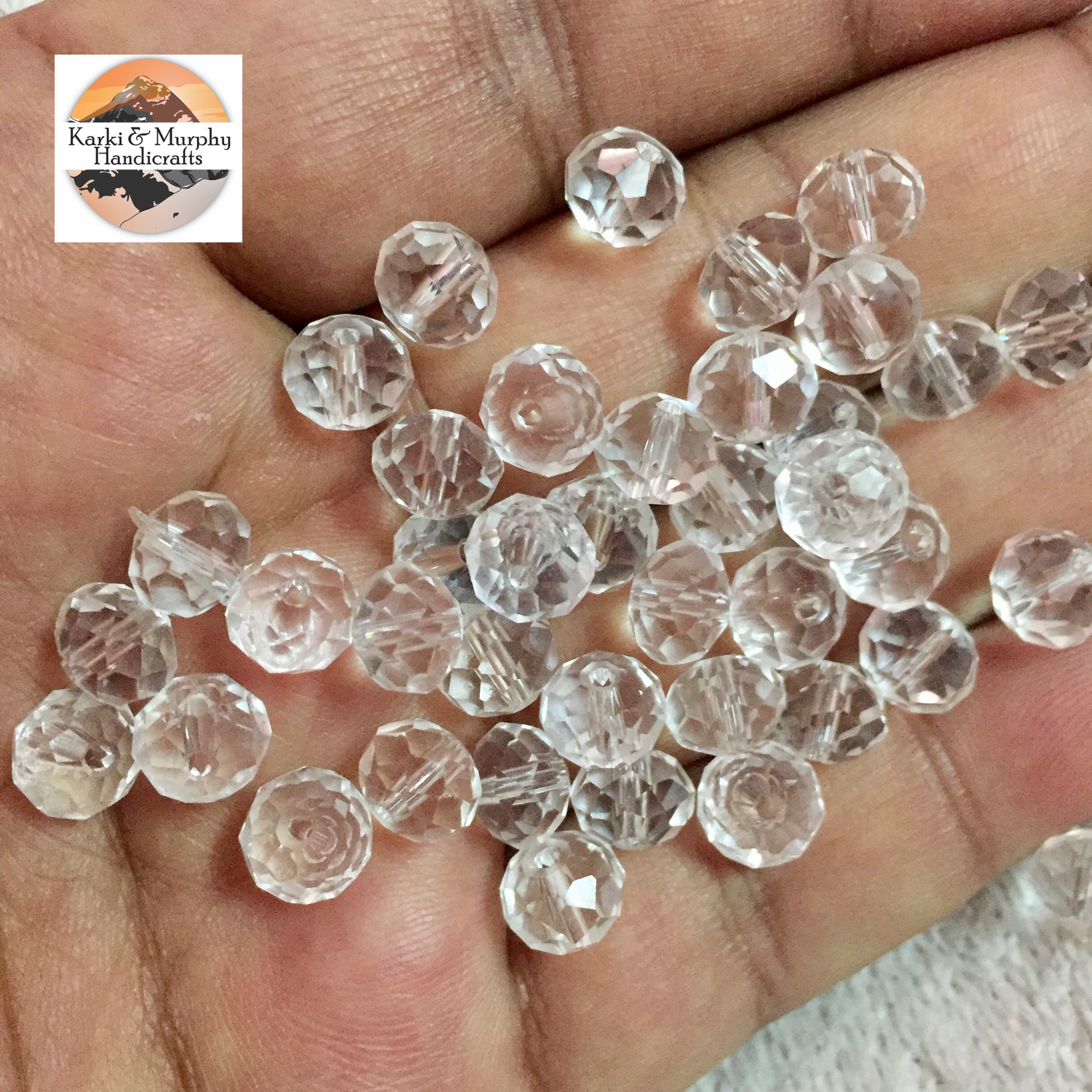 Crystal Beads. Diamond Cut Crystal Beads 8 MM For DIY Crafts. 25 Piece