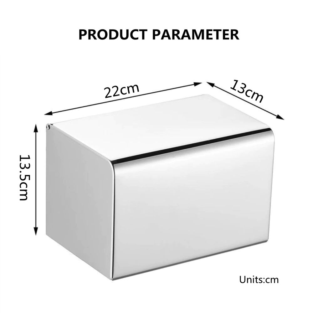 304 Stainless Steel Waterproof Toilet Paper Holder - Bathroom Tissue Dispenser Box