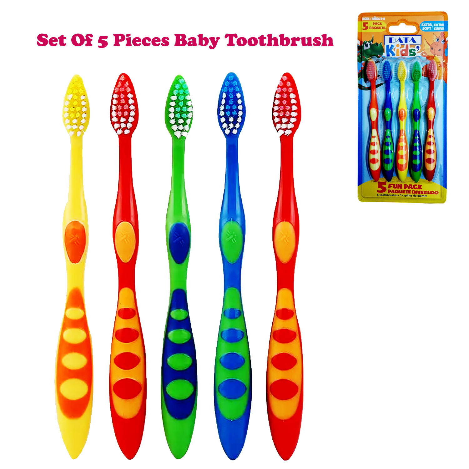 Kids' Toothbrush Set - Extra Soft Bristles| Toddler & Children’s Toothbrush for Ages 3-8 | Small Brush Head & Soft Rubber Grip for Easy Handling