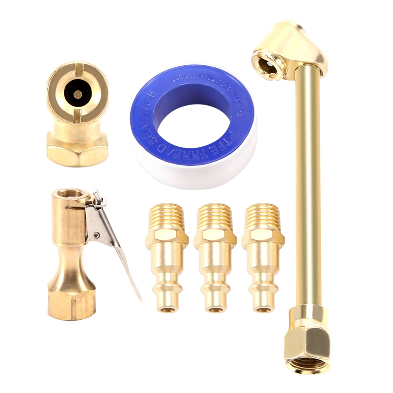NAMUNY 6PCS Brass Air Chuck Set,1/4 Inch Closed Ball Air Chuck & Female NPT Dual Air Chuck & Closed Flow Tire Chuck