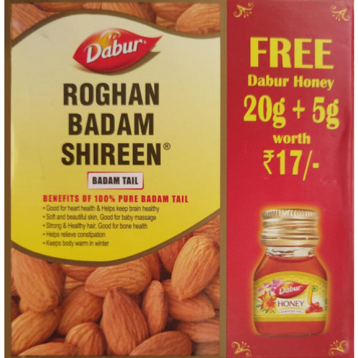 Dabur Badam Tail (Almond Oil) 25ML with 25G Dabur Honey Free
