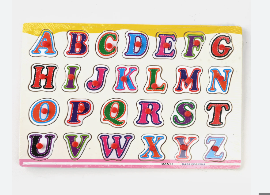Wooden Alphabet Puzzle for Kids - A-Z Letters with Punctuation, Montessori Toy with Tray, Colorful Educational Learning Set