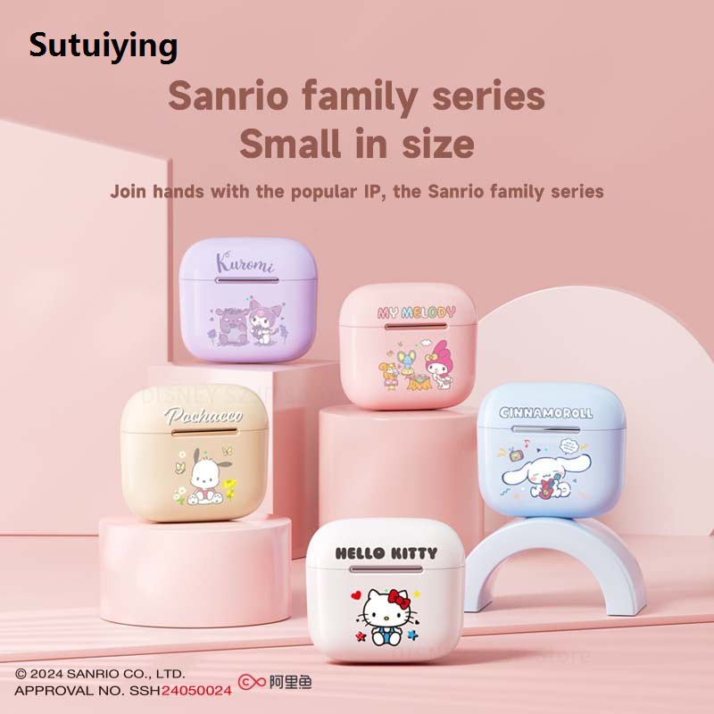 Sutuiying Sanrio Earbuds EDX25 Hello Kitty Wireless Earphones Bluetooth Kuromi Portable Sport Touch Control Gaming Headphones Anime Cartoon Gifts
