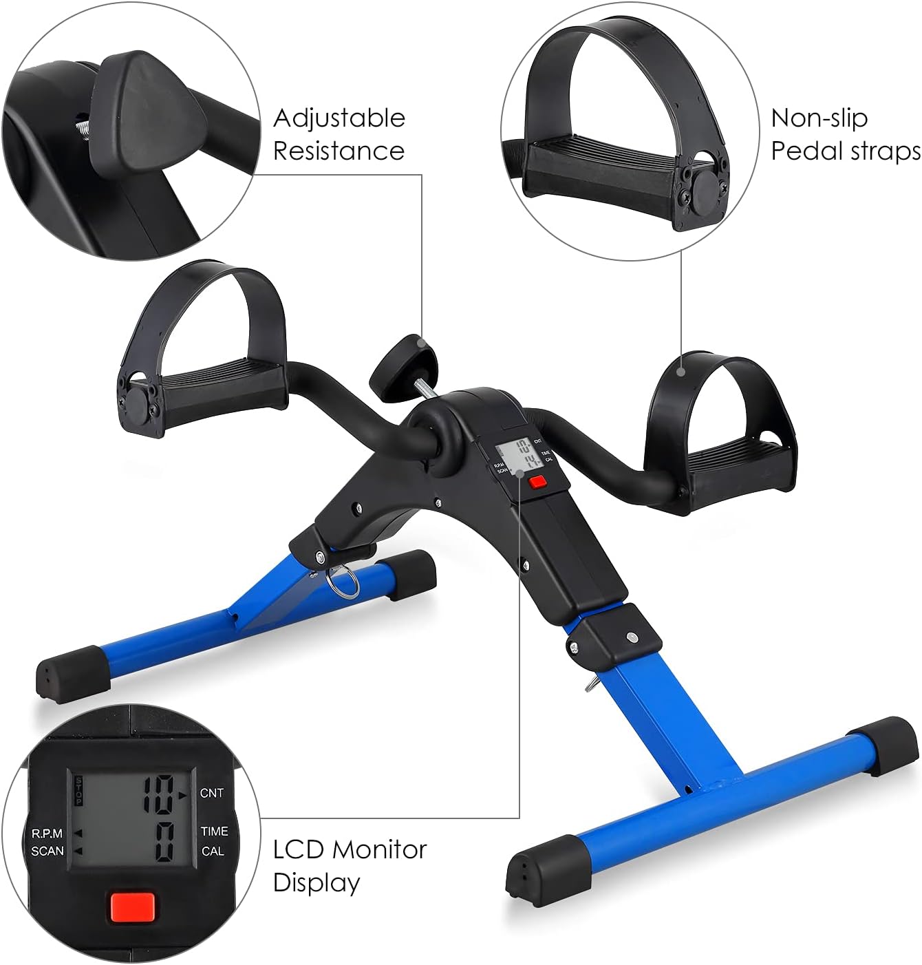 Mini Cycle for Physiotherapy & Movement Exercises - Adjustable Resistance Portable Pedal Exerciser for Home & Office Use