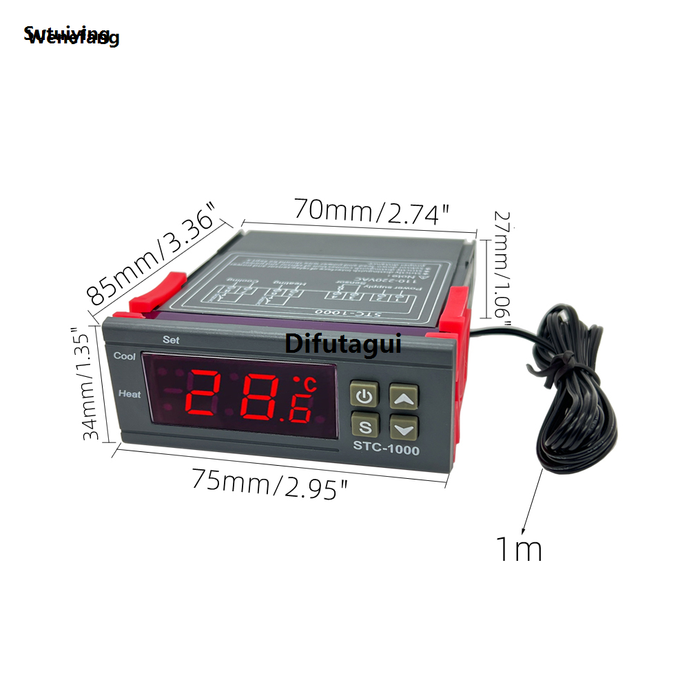 Difutagui Wenefang Sutuiying STC-1000 STC 1000 LED Digital Thermostat for Incubator Temperature Fashion Fashion 【2025 Version】 Controller Thermoregulator Relay Heating Cooling 12V 24V 220V