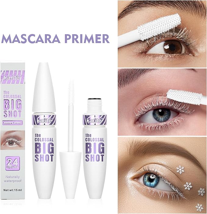 1 Piece White Lash Primer - Volume-Boosting Mascara Primer for Fuller Lashes, Preps for Colored Mascara, Waterproof, Lightweight & Flake-Free Formula - Perfect Gift for Women