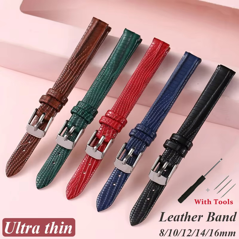 8mm 10mm 12mm 14mm 16mm Soft Leather Watch Bands Slim Leather Bracelet Womens Fashion Watchband Wristwatches Ultra-Thin Strap