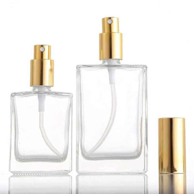 1X 3X Glass Spray 15ml 30ml 50ml 100ml Essential Oils Perfume Refill Bottle Atomizer Refillable Flat Clear Jar
