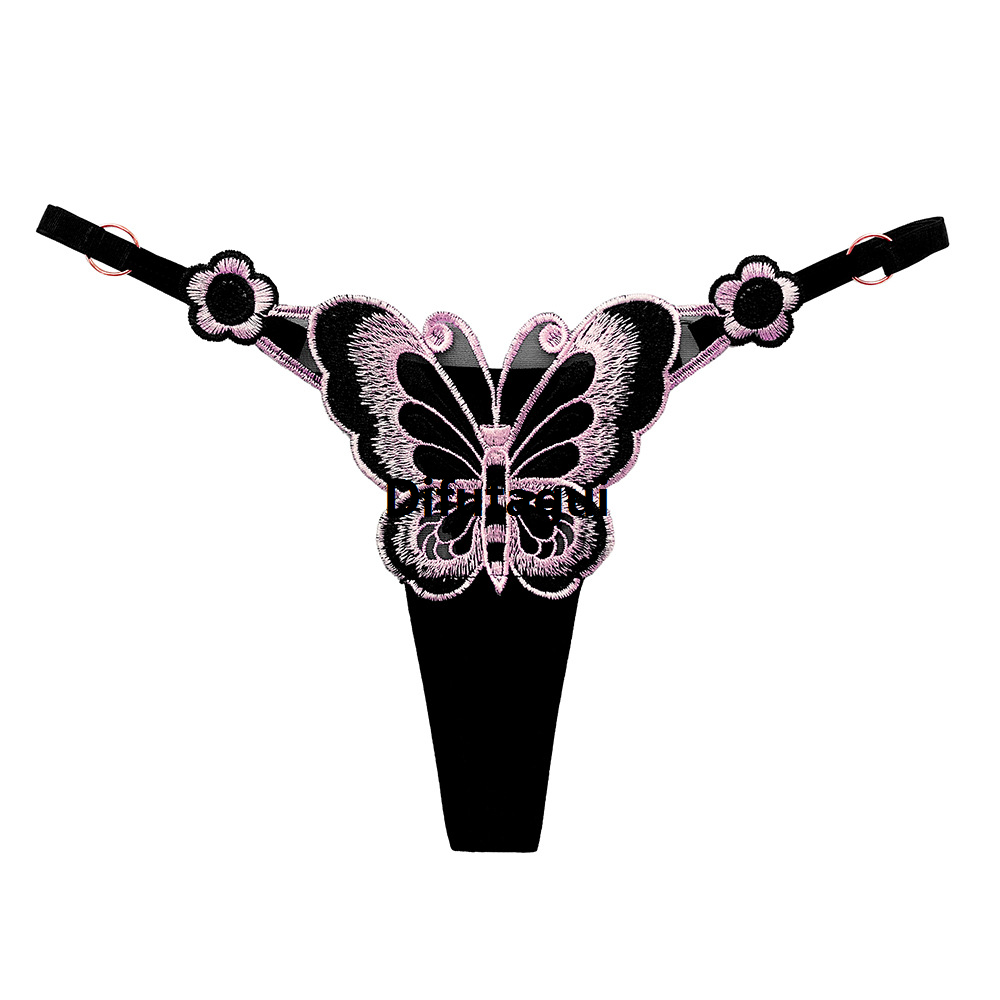 Difutagui SMY 1 PCS String Butterfly Printed Embroidery Women Affordable Thong Intimates Plus Size Low Waist Briefs