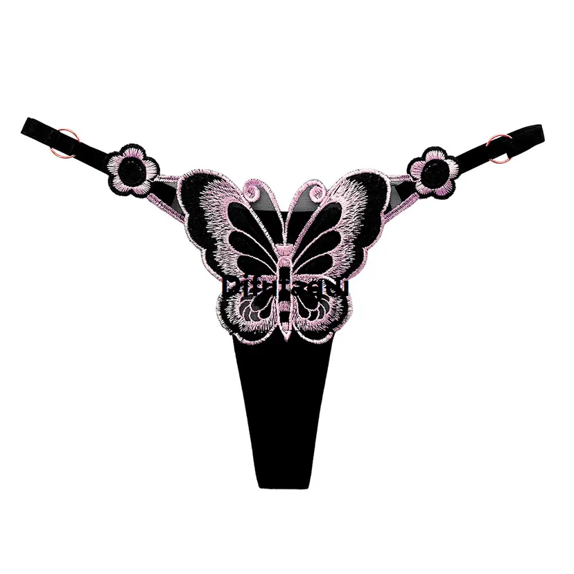 Difutagui SMY 1 PCS String Butterfly Printed Embroidery Women Affordable Thong Intimates Plus Size Low Waist Briefs