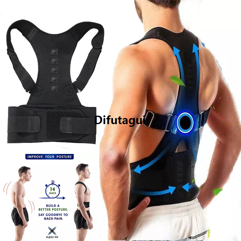 Difutagui New Back Waist Posture Corrector Adjustable Belt Lumbar Brace Spine Luxury Support Adults Vest Trainer Comfortable Relieve Back Pain