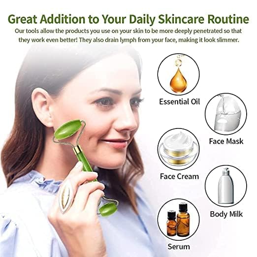 Jade Roller Jade Stone Face Massager Roller | Manual Facial Beauty Tool for Dark Circles, Puffiness & Anti-Aging | Under Eye, Face, Neck & Forehead