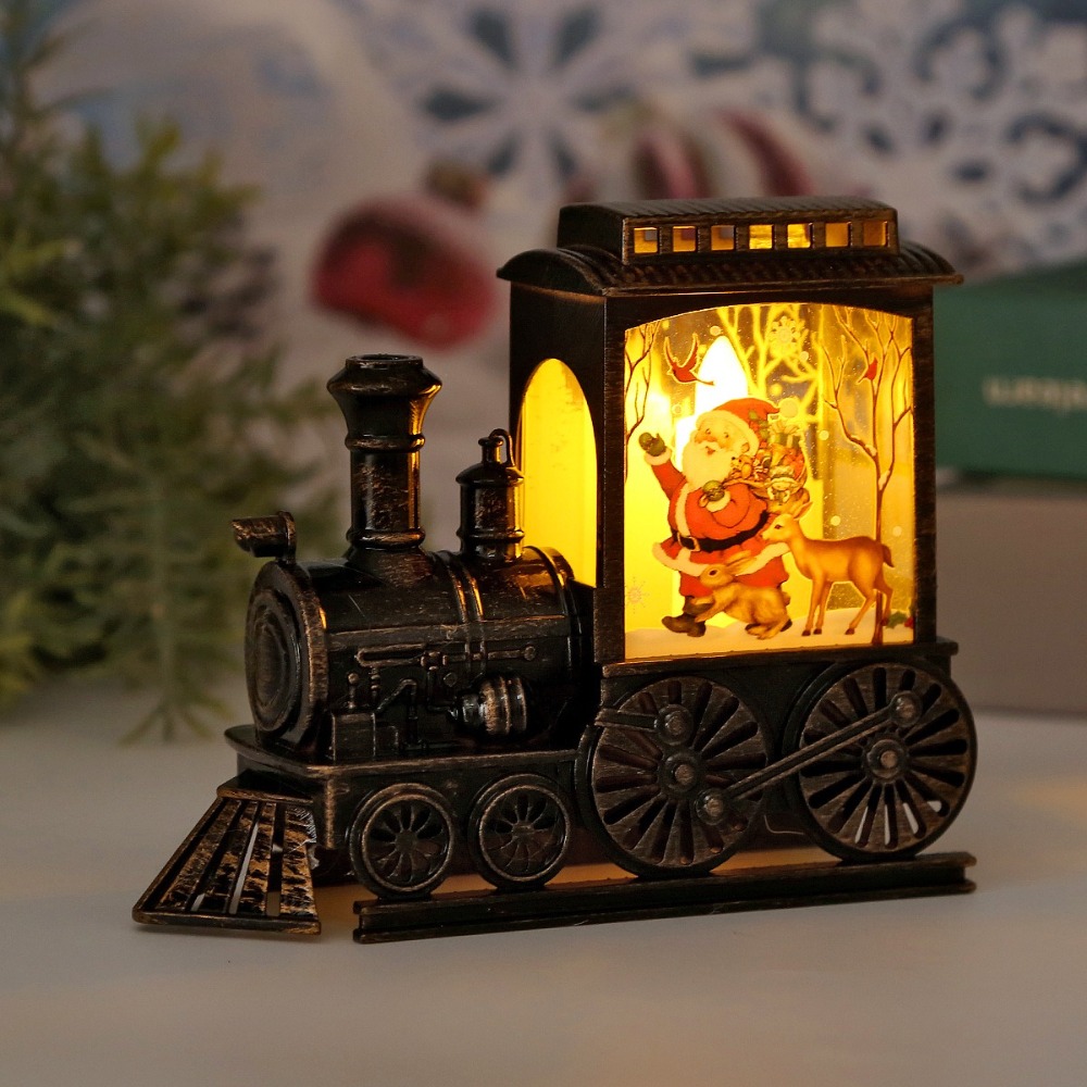 New Vintage Gifts Train Christmas LED Night Lights Indoor Outdoor Battery Powered Hanging Lanterns Home Decoration Desktop Festive Party Decoration Happy New Year
