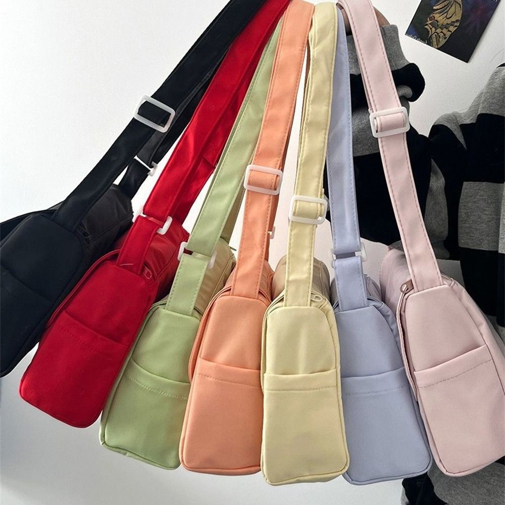 Simple Nylon Shoulder Bags Large Capacity Solid Color Crossbody Bags Sling Bag Ladies