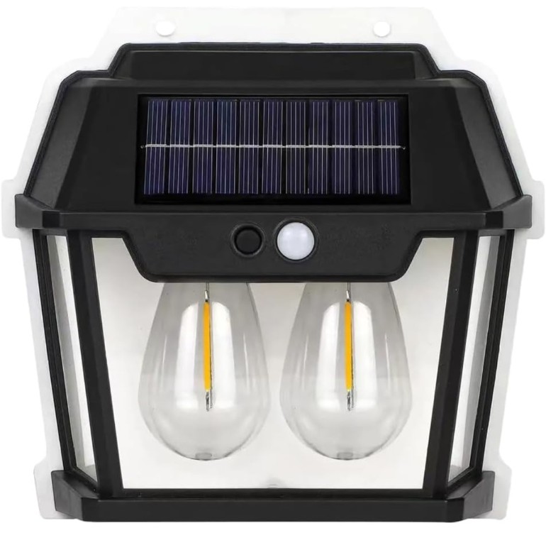Double Bulb Solar Wall Lamp - Outdoor Lighting with Automatic Dusk-to-Dawn Function and Weatherproof Design