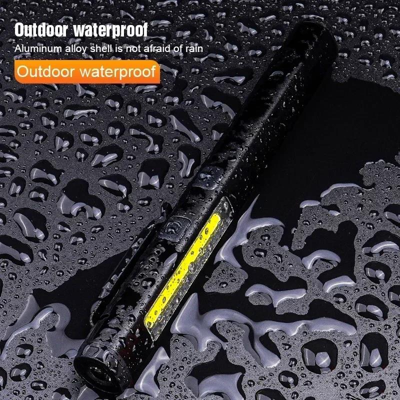 Sales promotion Rechargeable 395nm UV Flashlight Portable Pen Clip Flashlight 4-in-1 Floodlight COB Work Lamp for Repair Emergency Camping