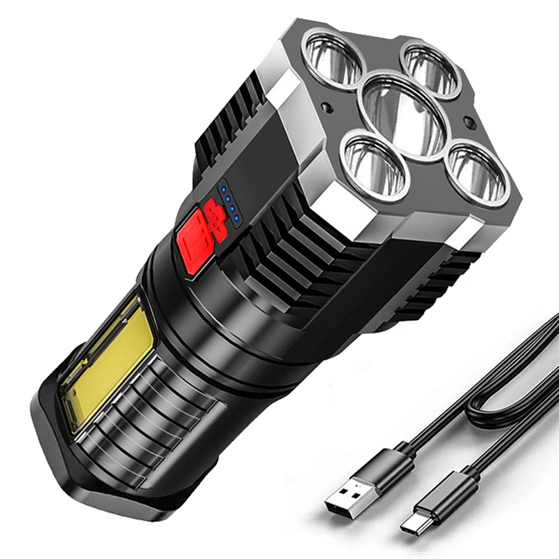 1 Set Super Bright Flashlight Camping Flashlight Ultra Powerful Light Rechargeable Side Light 5LED Outdoor Flashlight for Camping