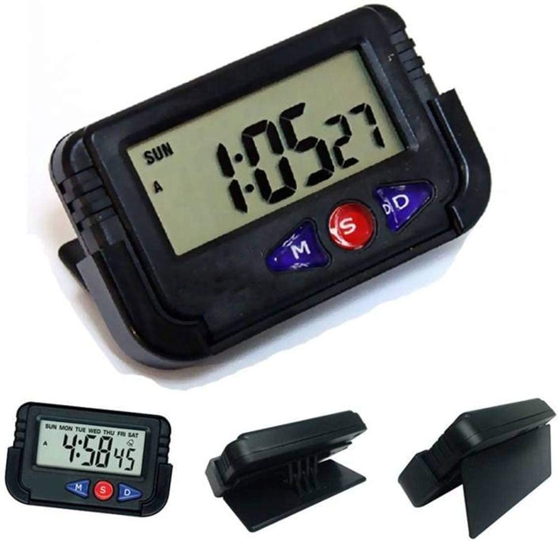 Digital Alarm Clock & Stopwatch | Flexible Stand for Car Dashboard or Desk