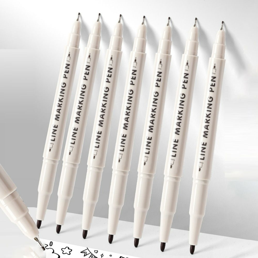 6Pcs High Quality Fiber Pen Tip Line Marking Pen Quick Drying Smooth Writing Scrapbook Pen Art Stationery Black Ink Art Sketch Pens Art