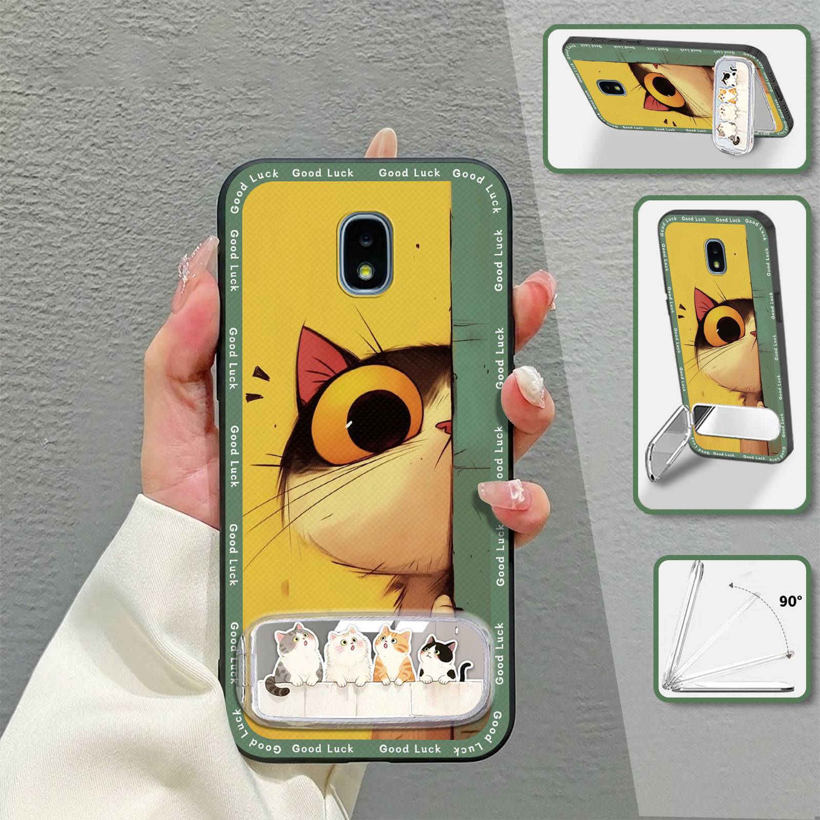 Kickstand Anti-knock Phone Case For Samsung Galaxy J3 2018/J4 US Phone Holder Silicone Full wrap Cartoon Phone Pouch TPU