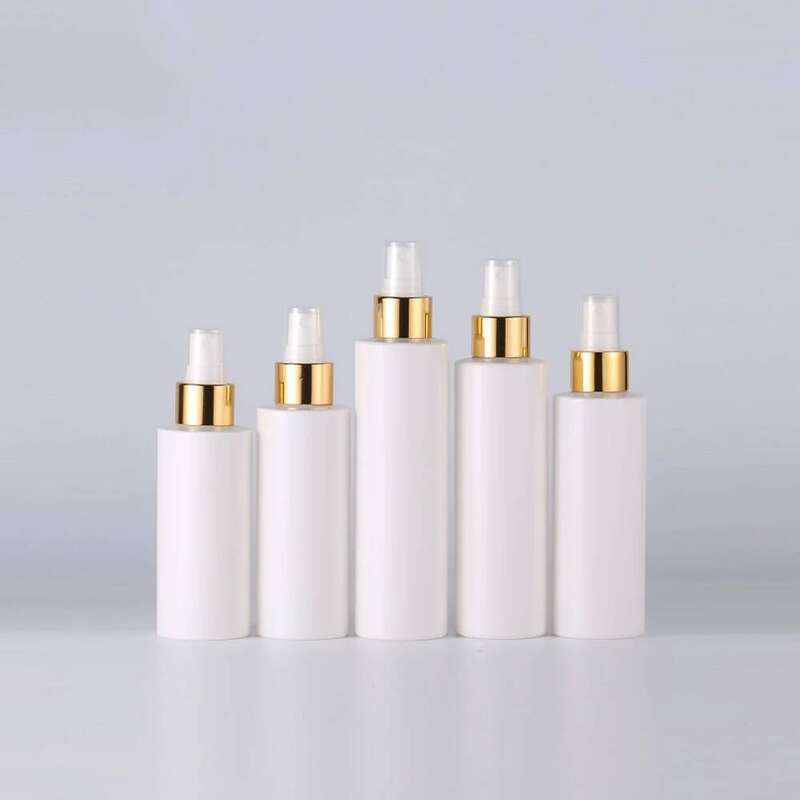 1PC 100ml 150ml 200ml 250ml White Plastic Bottle Liquid Gold Sprayer Fine Mist Spray Empty Refillable Perfume Bottles