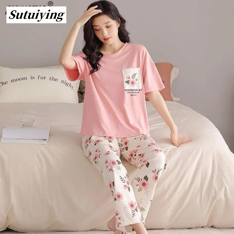 Sutuiying Night Wear for Women Night suit for girls and women, Sleeping Dress Girls Sleepwear Loungewear Original Sleeping Suit lingerie T shirt and Pajama ,Night Dress for girls and women