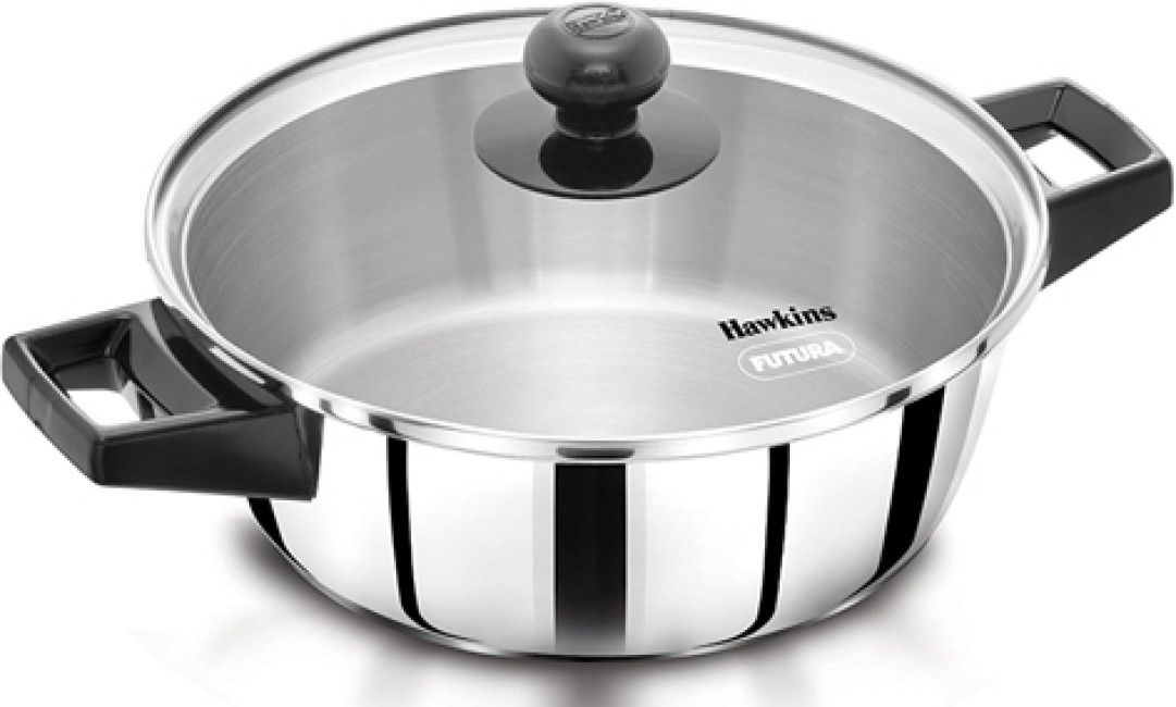 Hawkins Stainless Steel Cook And Serve Casserole With Glass Lid 22 Cm Diameter 2 L Capacity With Lid (Stainless Steel, Induction Bottom) (SSCB20G)