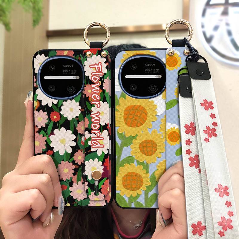 Oil Painting Shockproof Phone Case For Sharp Aquos R11 Dirt-resistant Fashion Design Phone Holder Anti-dust Flower Ring