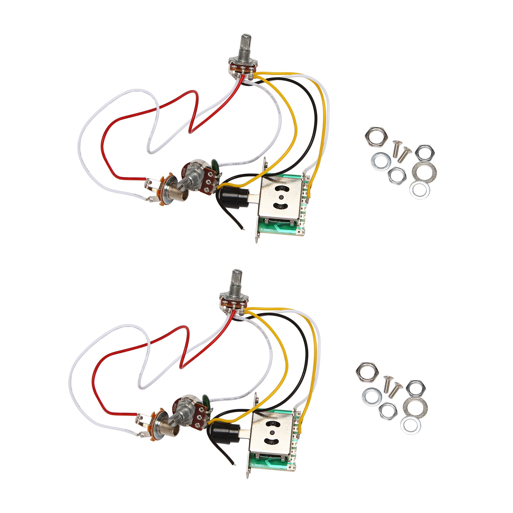 FORIDE 2X Guitar Pre-Wired Harness, 3 Way Blade Toggle Switch 1V1T 500K for Electric Guitar