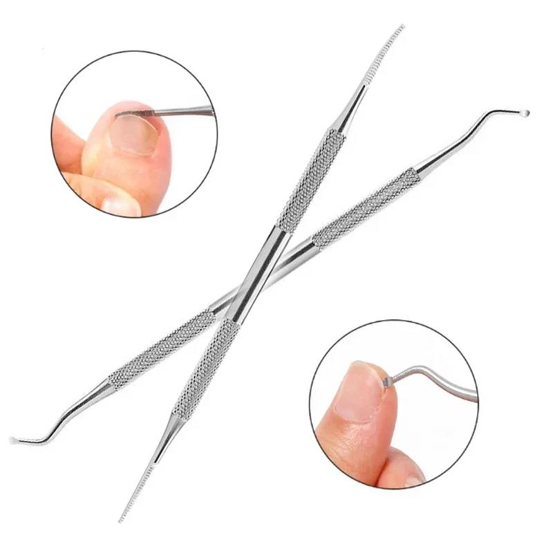 Hot Selling 1/2/3Pcs Ingrown Toe Nail Lifter Double Head Paronychia Pedicure Tool Foot Nails Dirt Cleaning Stainless Steel Manicure Tool New