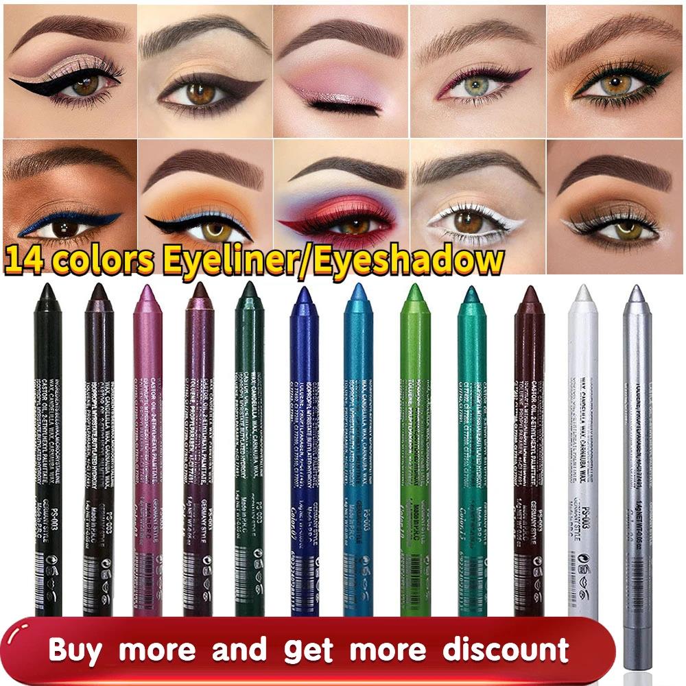 Linman totoro New style 14 Color Color Eyeliner Gel Pencil Eyeshadow PProfesional en Pearl Waterproof Non-smudding Black Brown Powder Blue Makeup