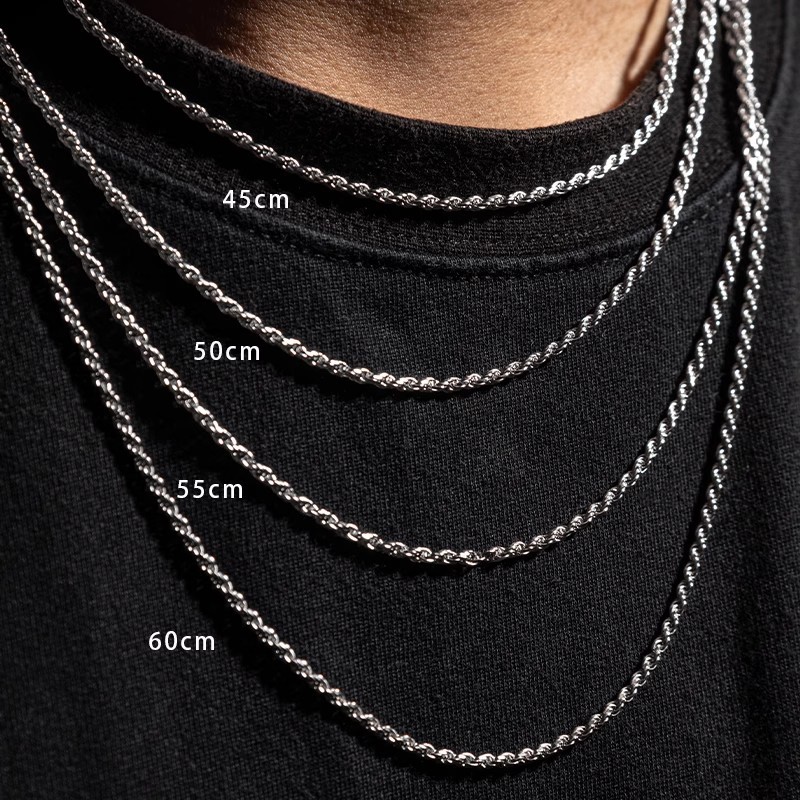 【Top Picks】Necklace Hip-Hop Male Color Resistant Vacuum Plating Chain 3MM Stainless Steel Fashion Twist Chain Twist Chain