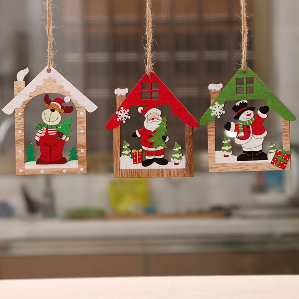Home Decor DIY Gifts Pendant Snowman/Elk/Santa Claus Wooden Ornaments Christmas Tree Decoration Xmas Hanging