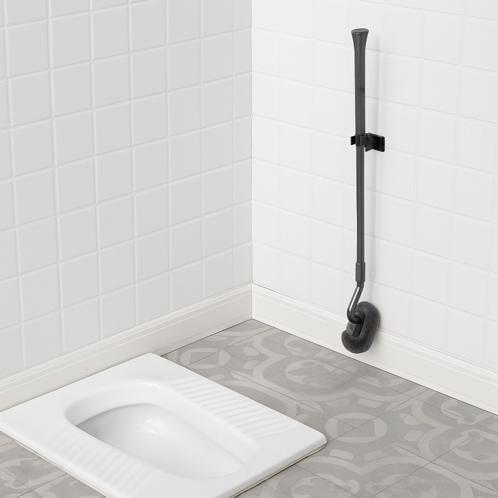 Cleaning Tool S-Shaped Wall Mounted Toilet Brush Carbon Steel No Punching Toilet Scrubber Hygienic Closestool Brush No Dead Corners Cleaning