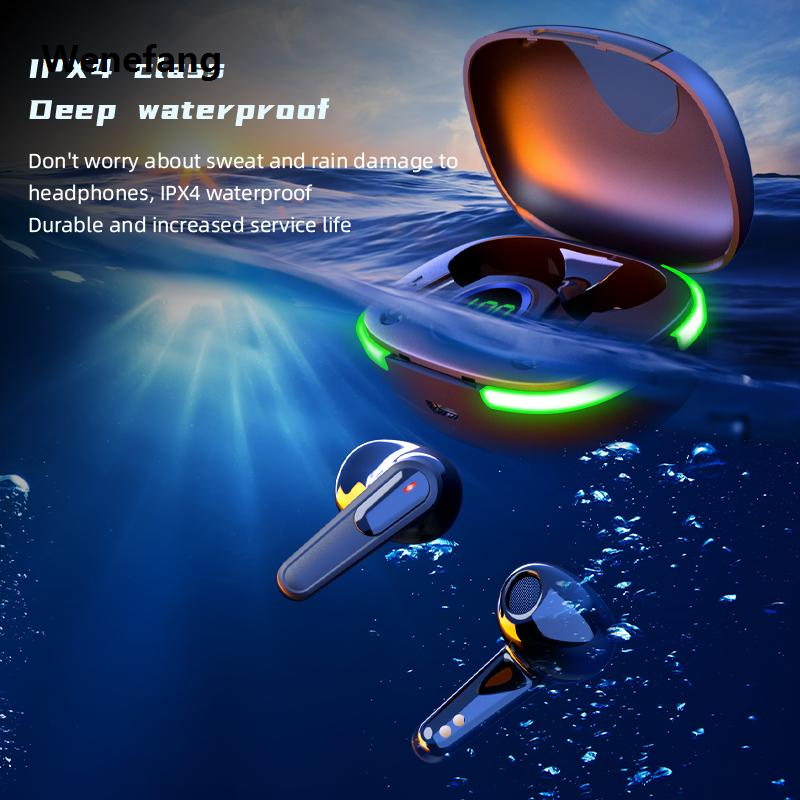 Wenefang Machine Sports Earbuds Display Hand Wireless Headphones HTWS Pro80 Fone Bluetooth 5.1 Headphones iFi Stereo Headphones with Microphone LED