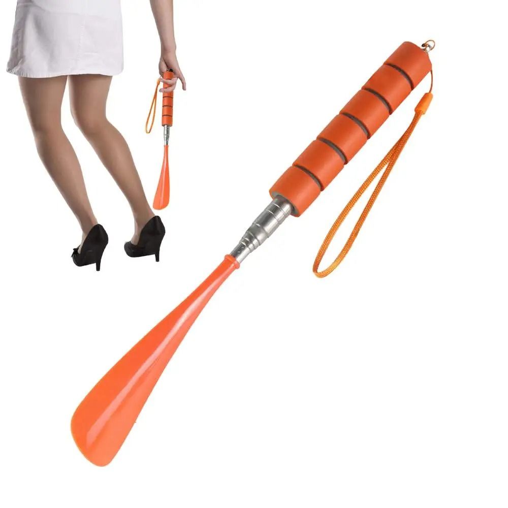Practical Stainless Steel Retractable Shoehorn Long Handle Plastics Shoe Horn Shoe Accessory Lifter Shoes Spoon