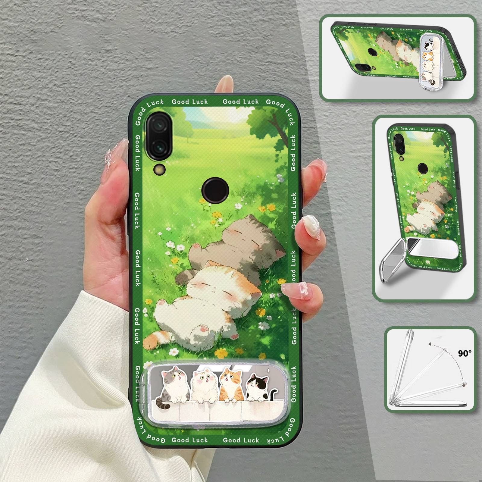 Makeup Mirror Embroidery Phone Case For Xiaomi Redmi 7/Y3 three-dimensional Waterproof Back Cover Cute Dirt-resistant 3D