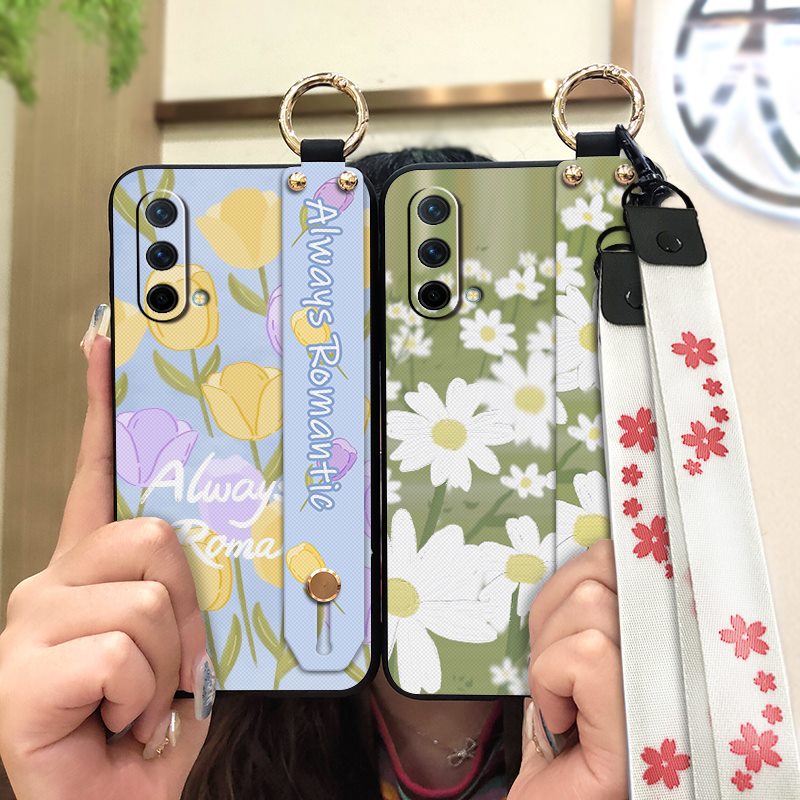 Lanyard protective Phone Case For OnePlus Nord CE 5G/1+Nord CE 5G Soft case Shockproof Wristband Kickstand Phone Holder