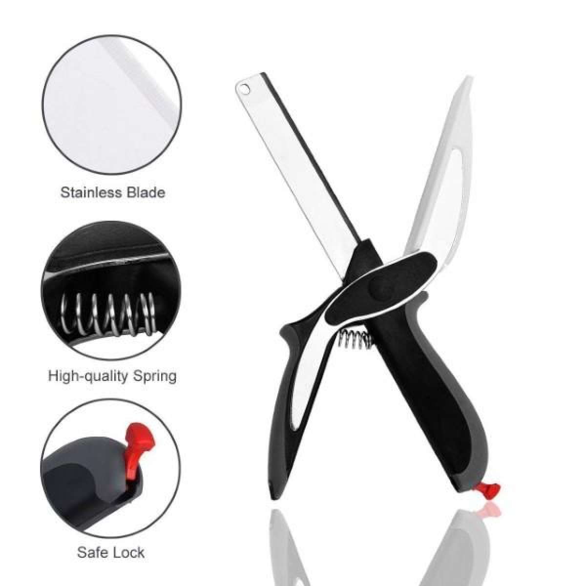 2 in 1 Clever Cutter Kitchen Vegetable Cutting Smart Knife Scissor With Board