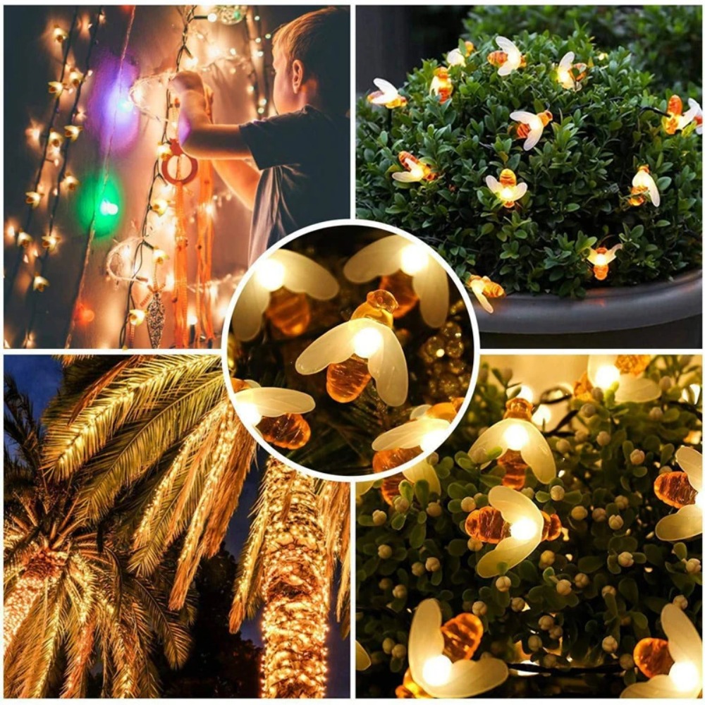 High Quality PVC LED Night Lights Honeybee Shaped Eletricity Saving String Lamp Waterproof Garden Lamp Garden Decoration