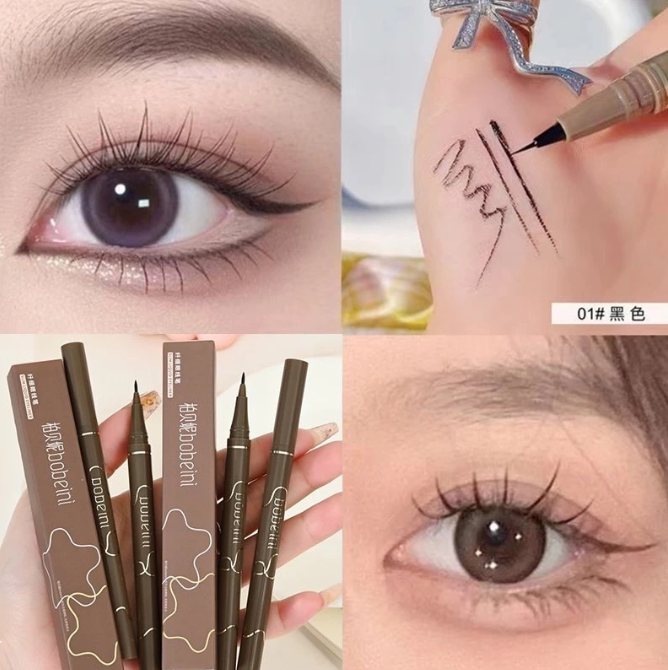 1 Piece Bobeini Liquid Eye liner Lying Silkworm Pen - Waterproof Quick-Drying Brown Eyeliner, Smudge-Proof Fine Tip Eye Makeup for Natural Under-Eye & Precision Lining