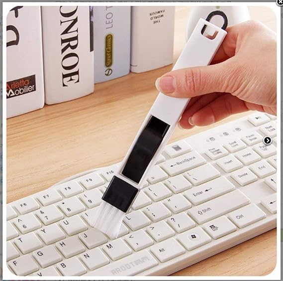 Dust Cleaning Brush for Window Frame, Sliding Window Track, Laptop Keyboard Plastic Wet and Dry Brush (White)