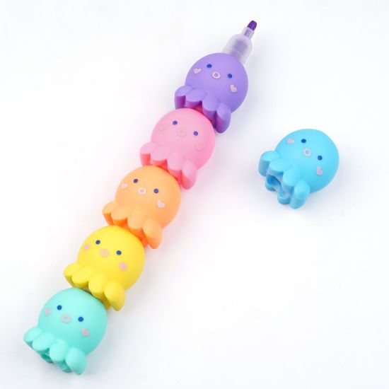 Vylon New Korean Creative Gifts Color Scented Marker Pen Mini Cute Kawaii Star Bear Octopus Highlighter Pen Set For Kids Buy Octopus