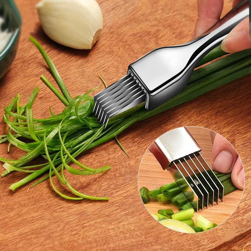 Kitchen Shred Silk The Knife Stainless Steel Chopped Green Onion Knife Curved Handle Design Food Speedy Chopper Green Onion
