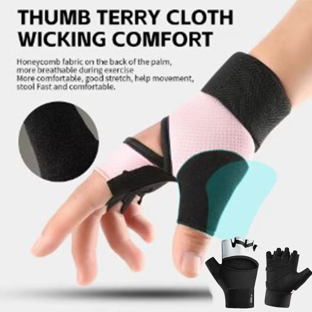 1Pair Windproof Breathable Gym Fitness Gloves Anti-Slip Wear-Resistant Cycling Fingerless Gloves Half Finger Shock-absorbing Fishing Gloves Fishing