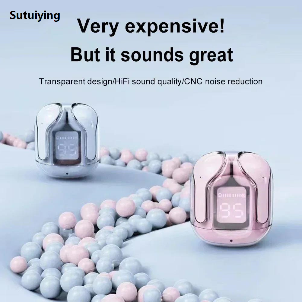 Sutuiying T2 Wireless Mini Earbuds LED Power Digital Display TWS Headset Portable Stereo Sound Bluetooth-compatible 5.3 for iPone Xiaomi Lenovo