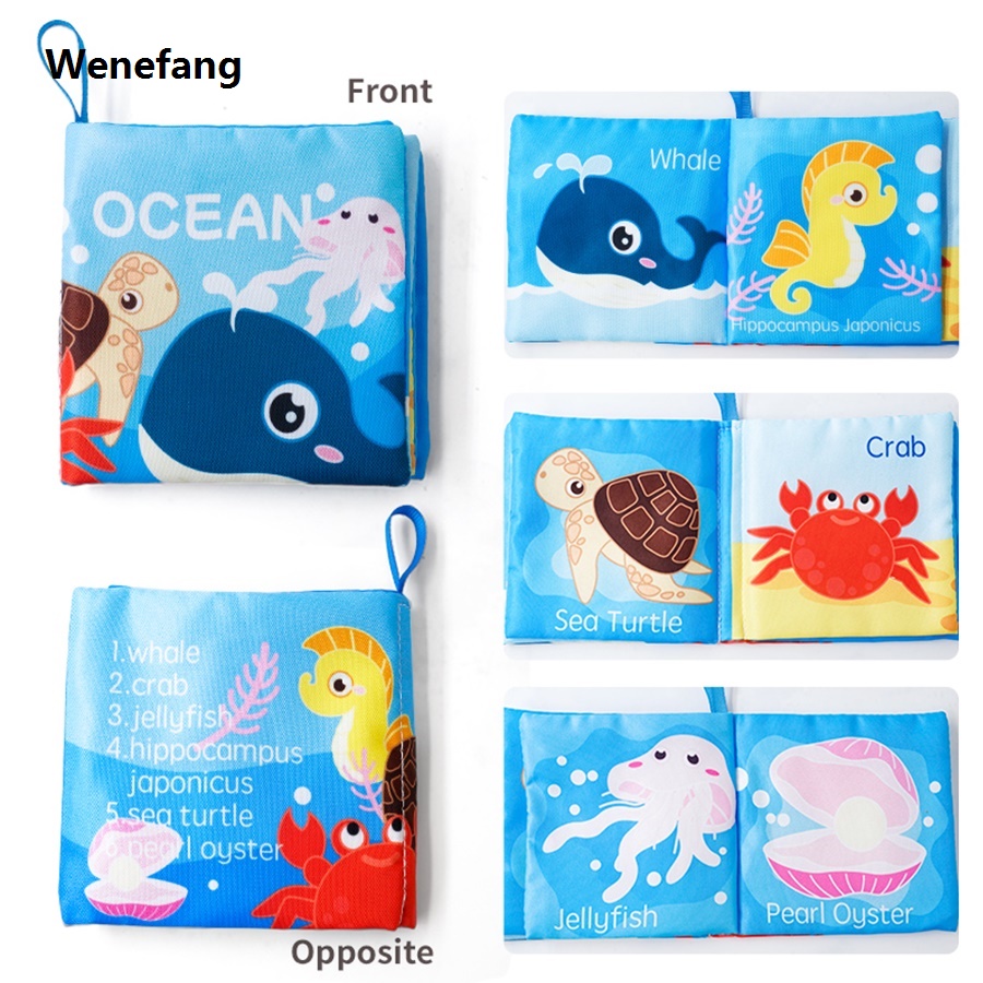 Wenefang 6pcs Montessori Soft Baby Cloth Book with Tail Early Original Learning Enlightenment Cognitive Book Toys