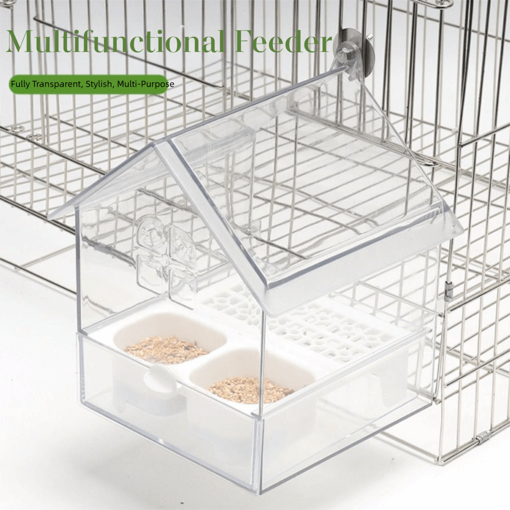 Portable 3 in 1 Bird Parrot Feeding Box Anti Spill Large Capacity Bird Feeder Multifunction Prevent Scattering Shower Box Bird Cage Accessories