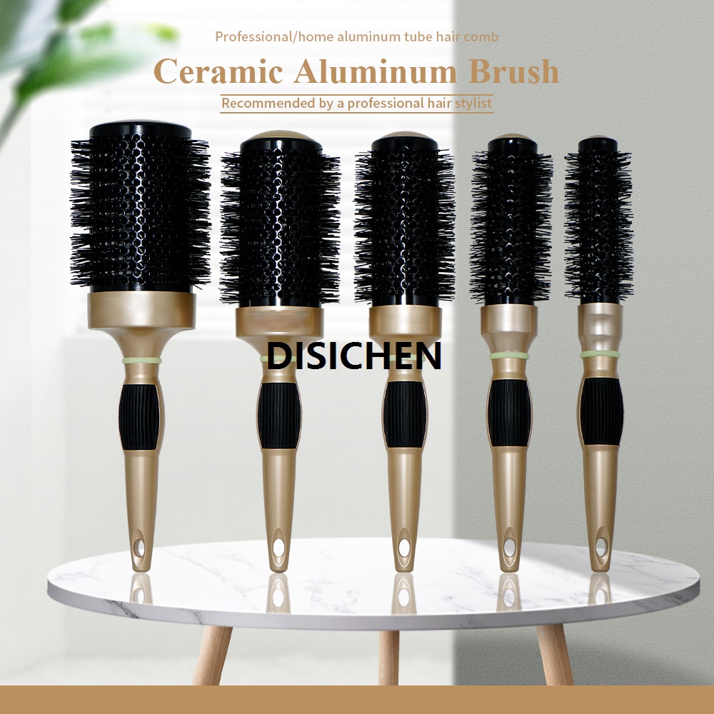 DISICHEN Lengthen Round Hair Comb High Temperature Resistant Aluminum Tube Comb Anti-tangle Combs Hair Salon Styling Drying Curling Tools Luxury