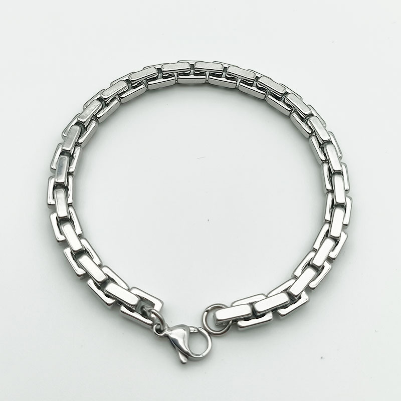 【Recently popular】Korean Style Trendy Casual All-match Simple Stainless Steel Rectangular Ring Fine Bracelet Sunny Men's New Personality Jewelry Punk